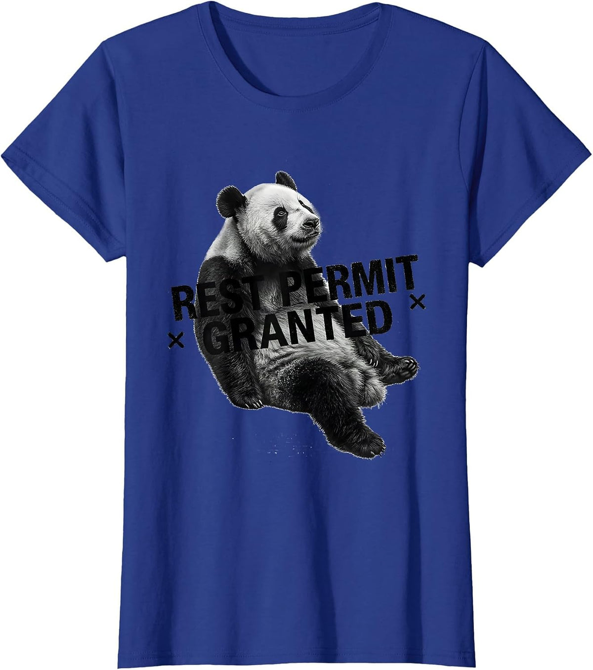 Women's Rest Permit Granted Funny Panda Bear Animal Lover Humor T-Shirt - Royal Blue