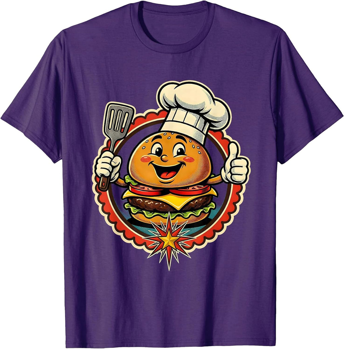 Mother-In-Law Grilling Labor Day BBQ Illustration T-Shirt - Purple