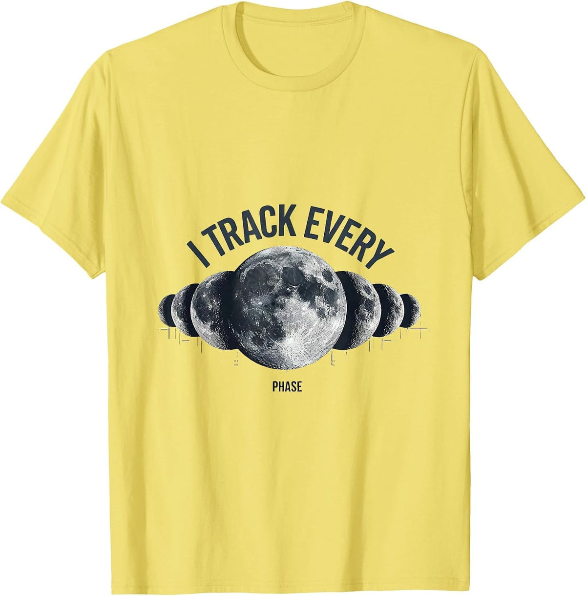 Men's I Track Every Phase Astronomy Lunar Cycle Celestial T-Shirt - Lemon Yellow