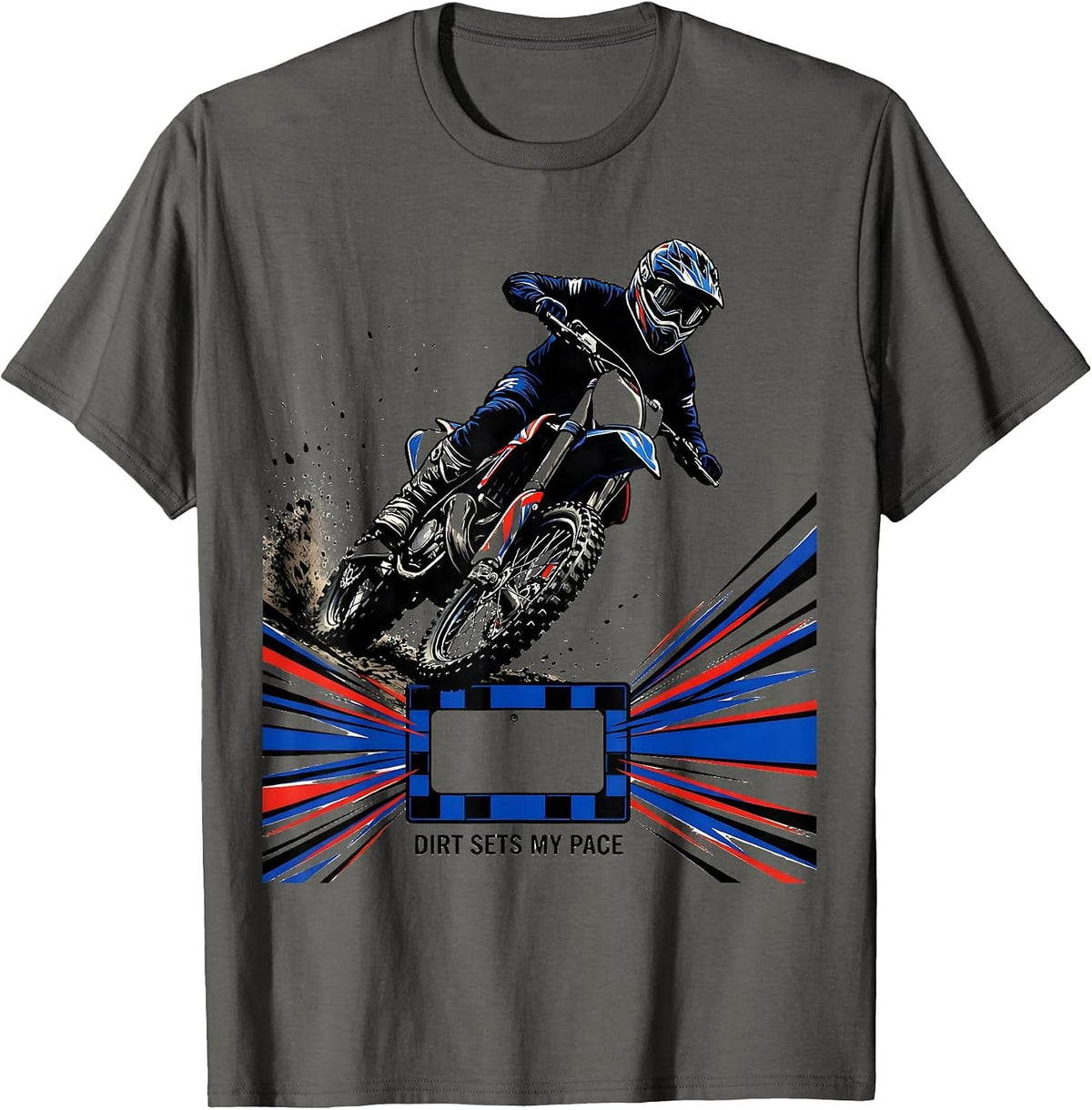 Dirt Sets My Pace Racing Livery Motocross Rider Dirt Bike T-Shirt - Asphalt Grey
