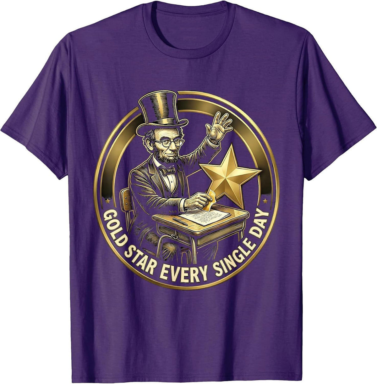 Gold Star Every Single Day 4th Grade Teacher T-Shirt - Purple