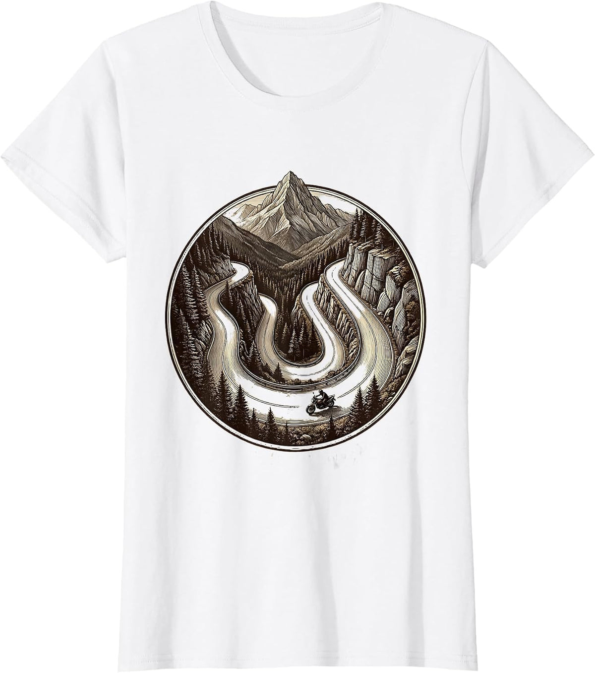Women's Eagle Eye Mountain Road Motorcycle Graphic T-Shirt - White