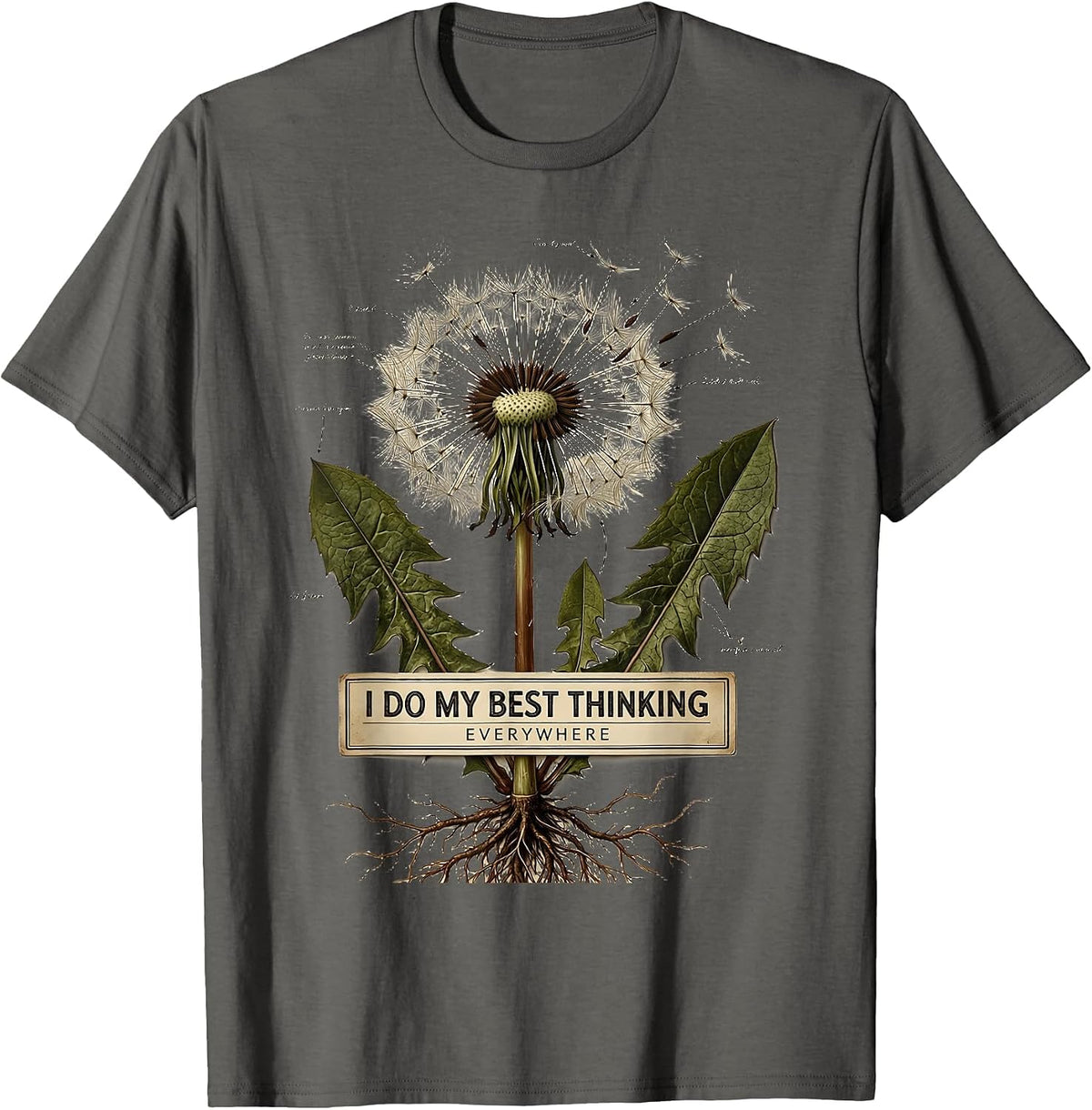 I Do My Best Thinking Everywhere ADHD Design T-Shirt - Asphalt Grey