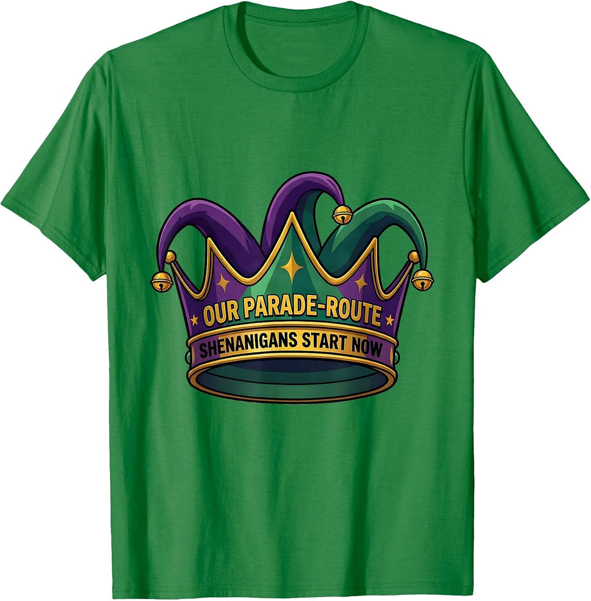 Men's Our Parade-Route Shenanigans Start Now Mardi Gras Carnival T-Shirt - Kelly Green