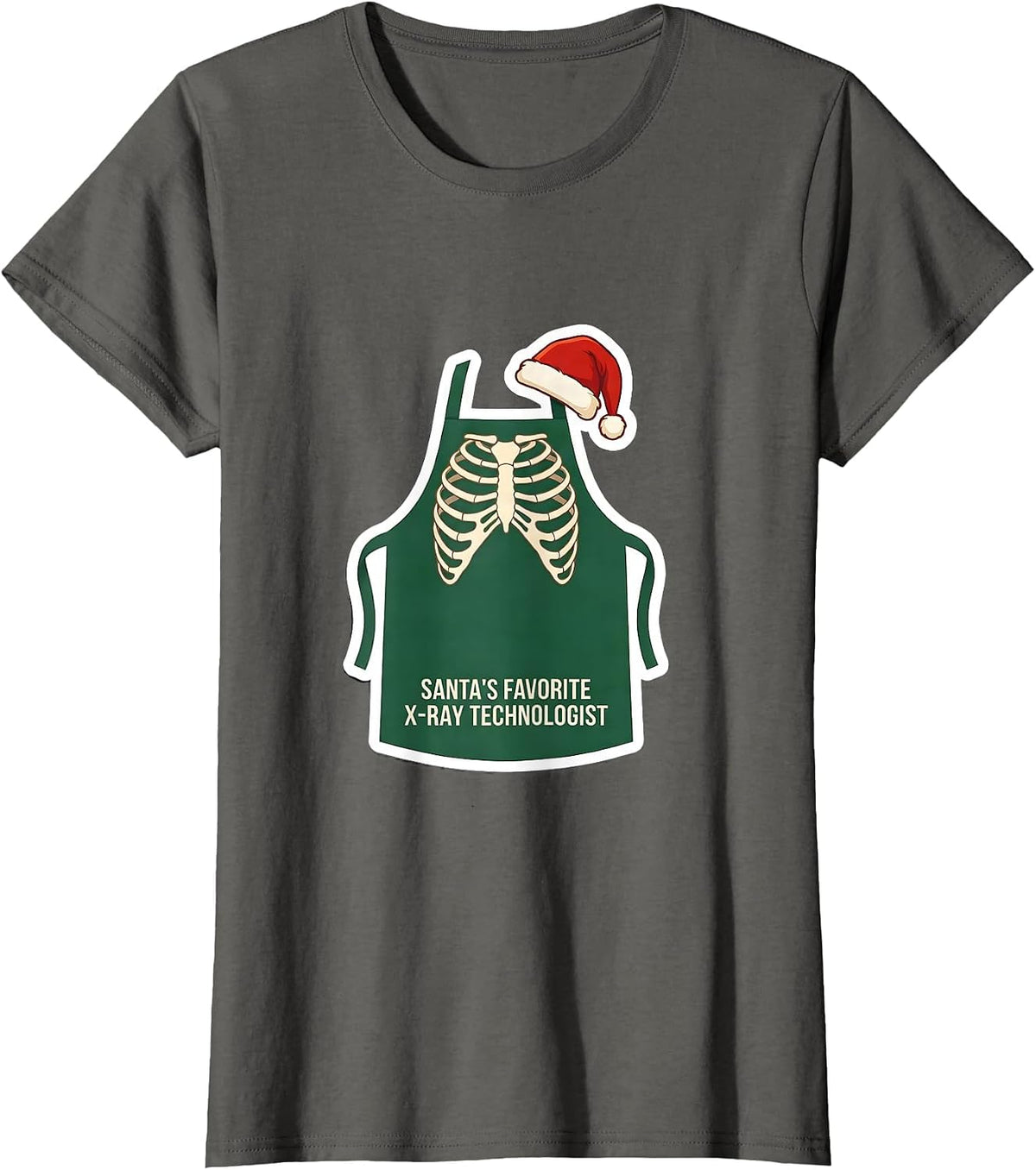 Women's Santa's Favorite X-Ray Technologist Funny Radiology Tech T-Shirt - Asphalt Grey