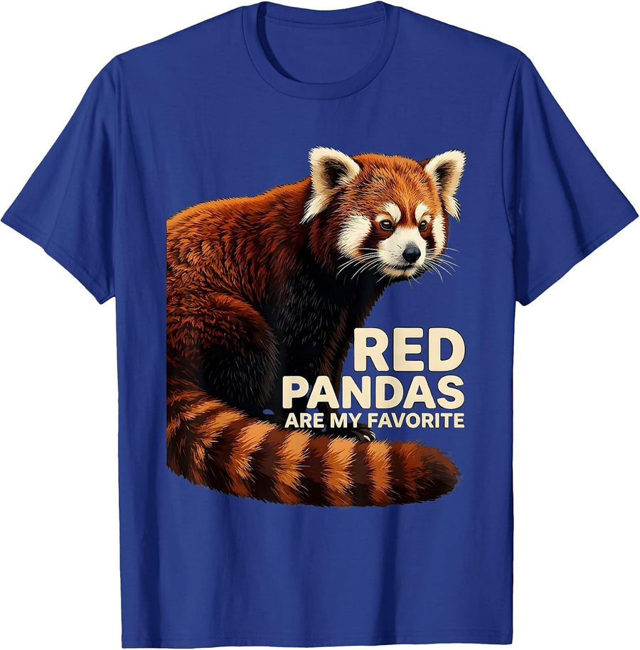 Red Pandas Are My Favorite Cute Animal Lover Screenprint T-Shirt - Royal Blue