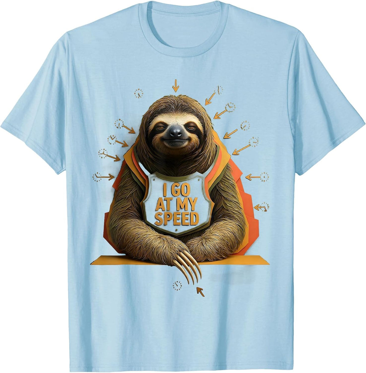 Men's I Go At My Speed Funny Sloth Lover Animal Humor Gift T-Shirt - Baby Blue