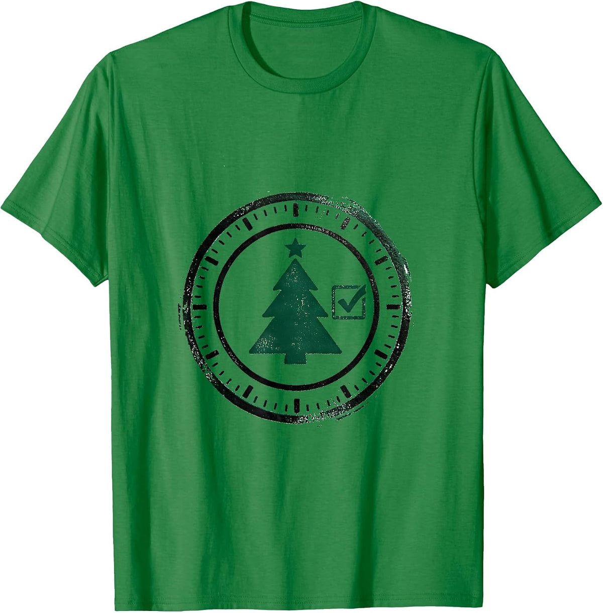 Men's Christmas Tree Stamp Military Veteran Holiday T-Shirt - Kelly Green