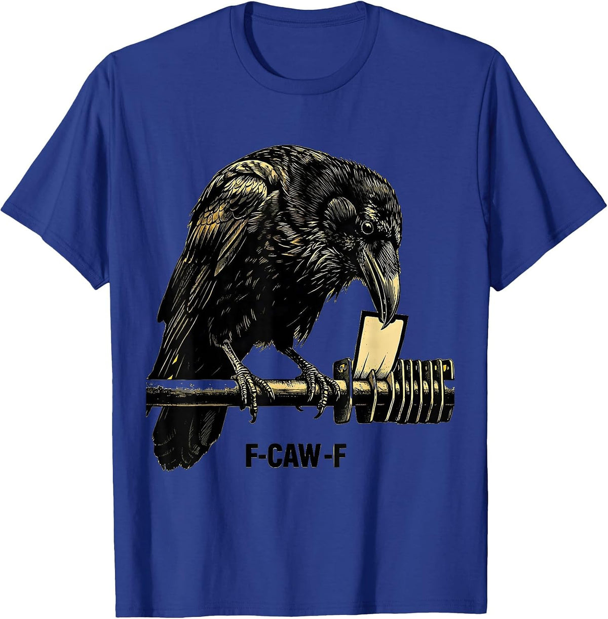 Men's F-CAW-F Stencil Crow Meme Raven Humor Bird Lover T-Shirt - Royal Blue
