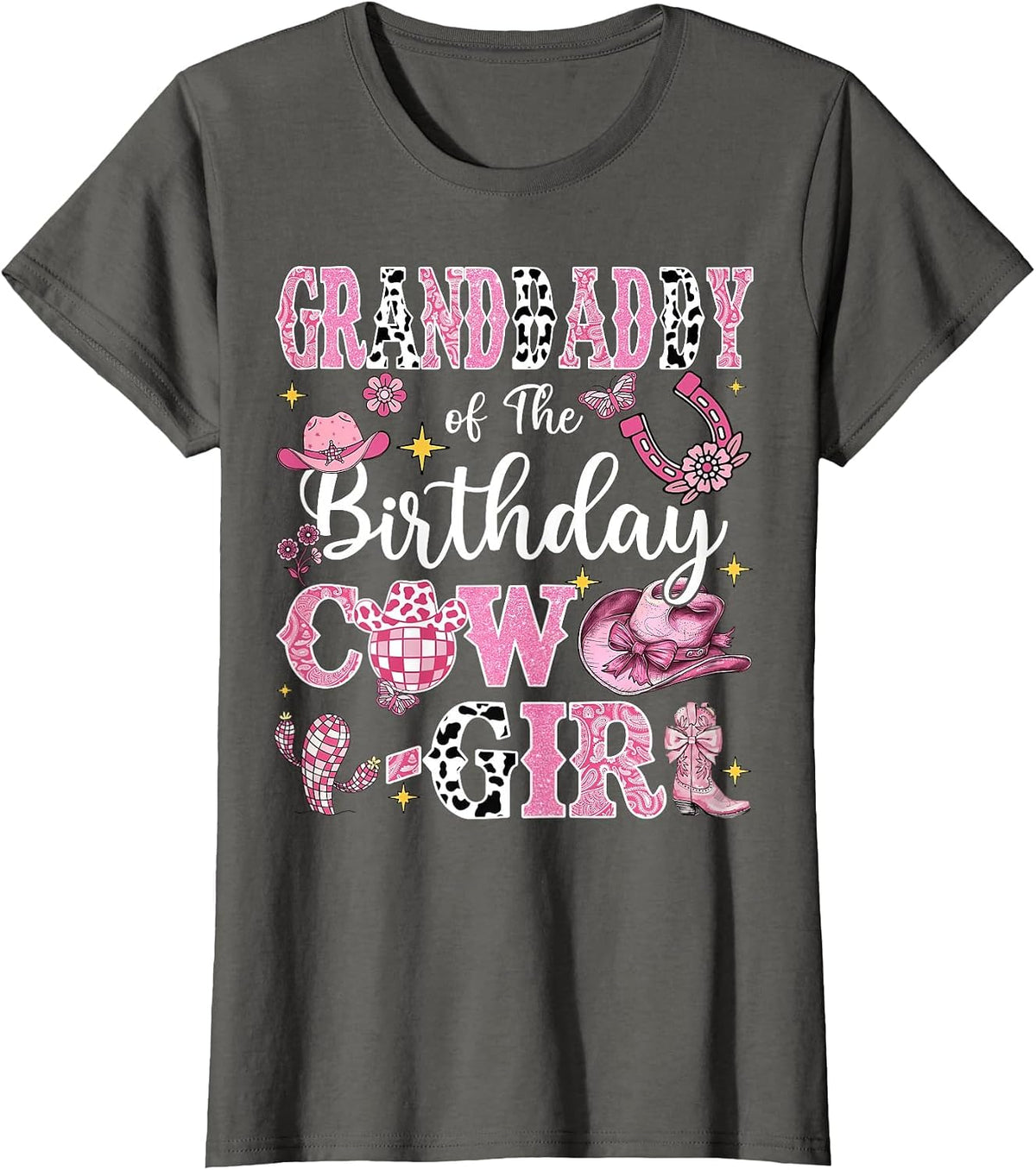 Granddaddy of The Birthday Cow-Girl Rodeo Granddaddy Bday T-Shirt - Asphalt Grey