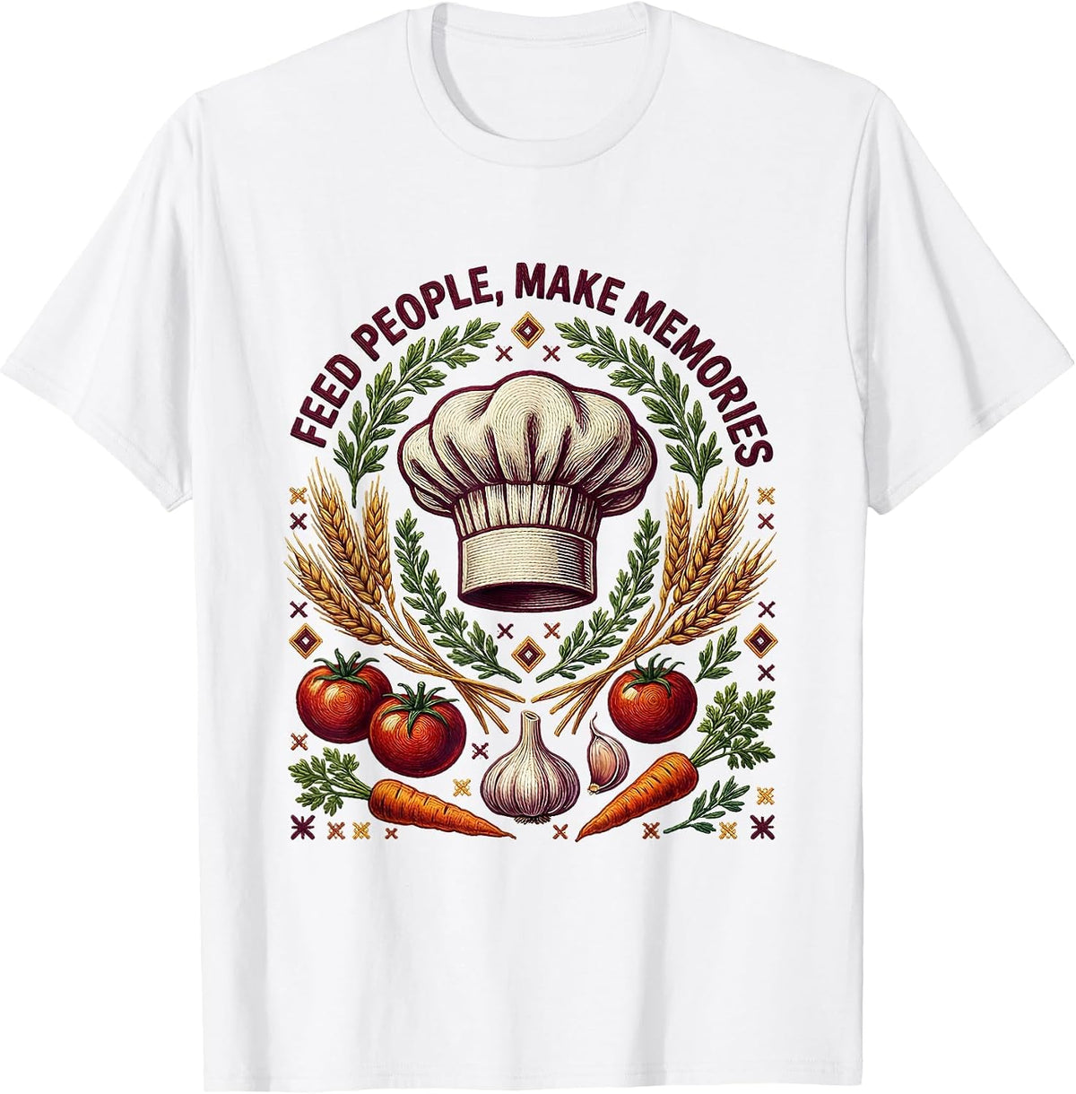 Men's Feed People Make Memories Chef Design T-Shirt - White