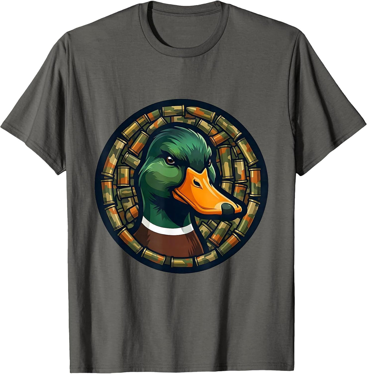 Men's Duck Camo Shotgun Shell Pattern Graphic Tee T-Shirt - Asphalt Grey