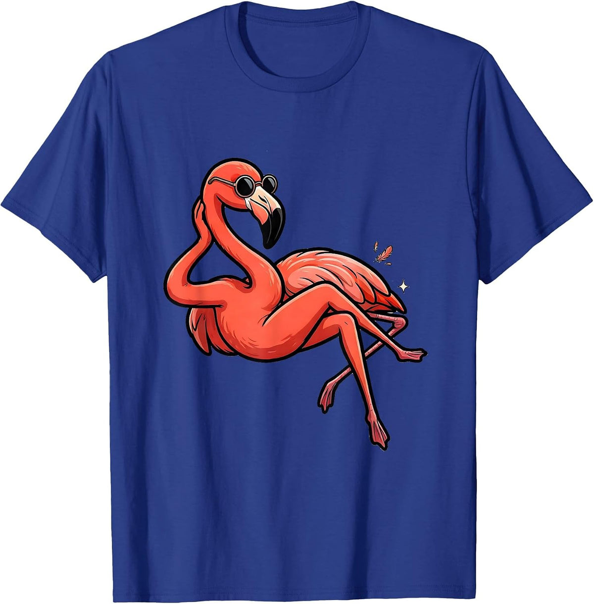 Cartoon Flamingo Sunglasses Funny Bird Lover Novelty T-Shirt - Royal Blue