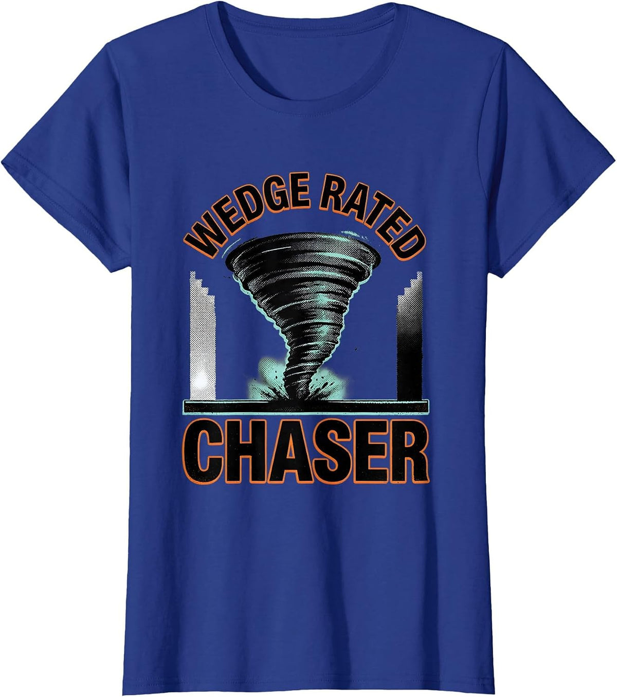 Women's Wedge Rated Chaser Funny Storm Chaser Tornado Enthusiast T-Shirt - Royal Blue