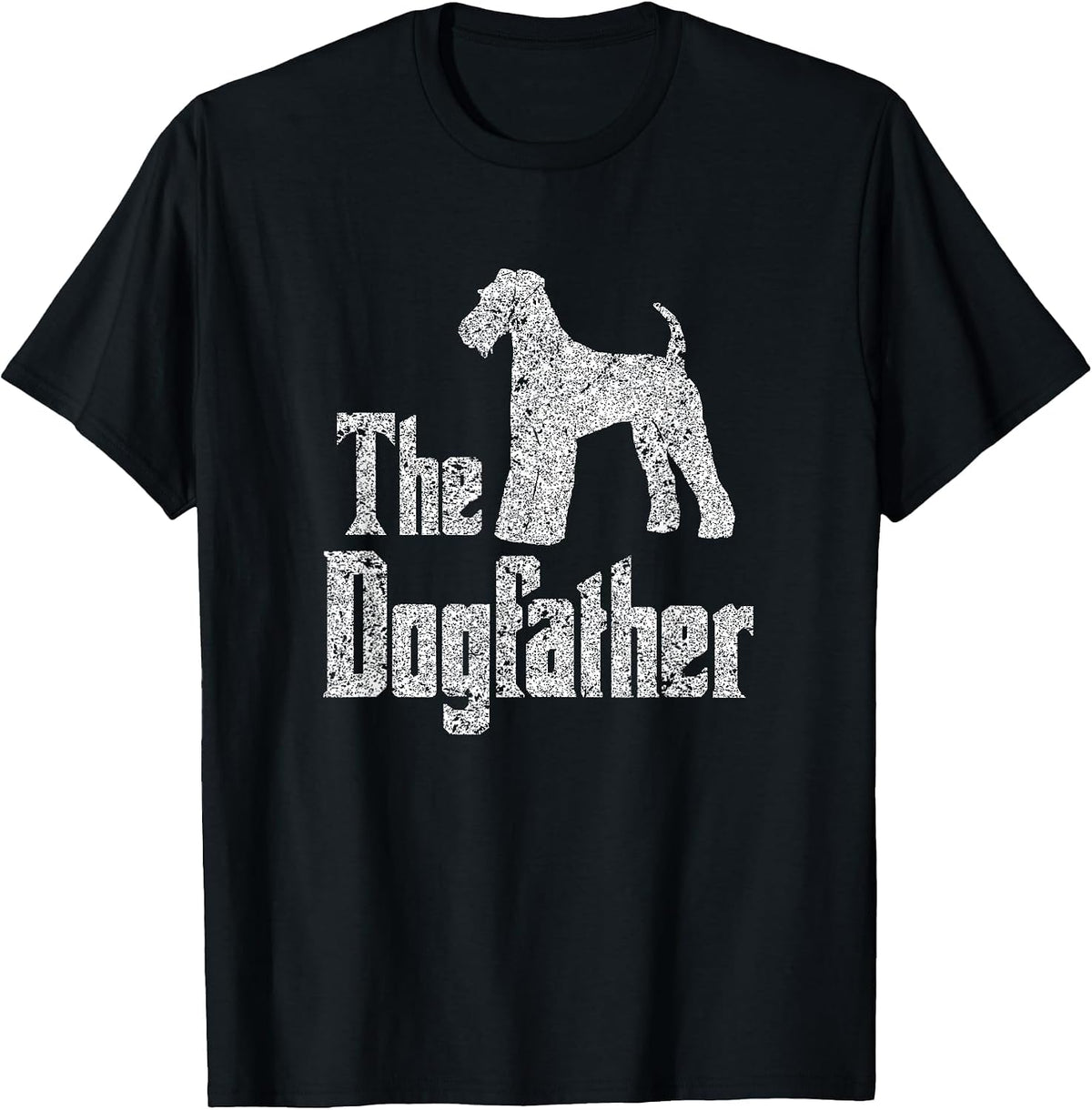 The Dogfather T-Shirt, Airedale Terrier Silhouette Funny Dog T-Shirt - Black