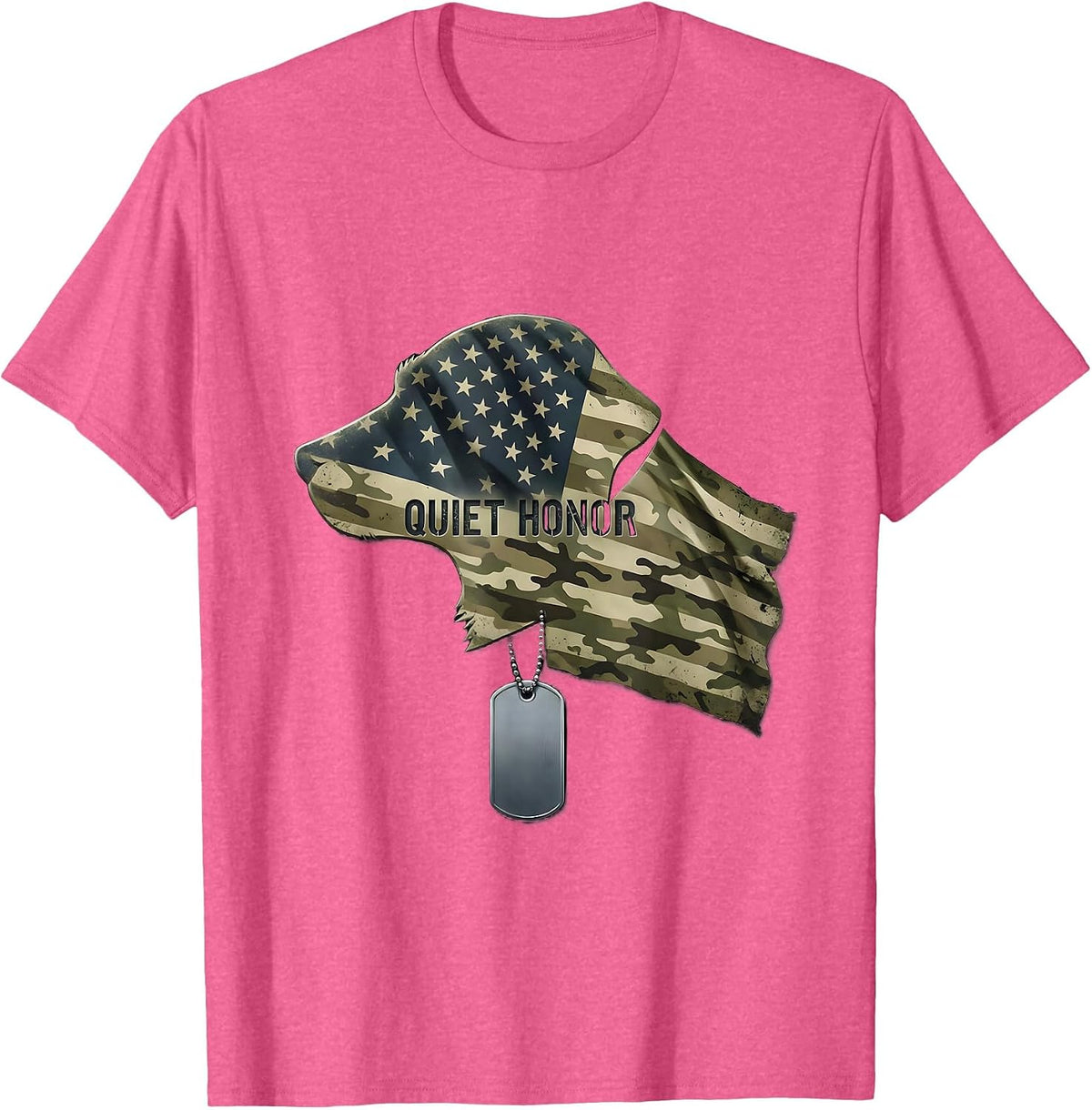 Quiet Honor Distressed Military Veteran Patriotic T-Shirt - Pink Heather
