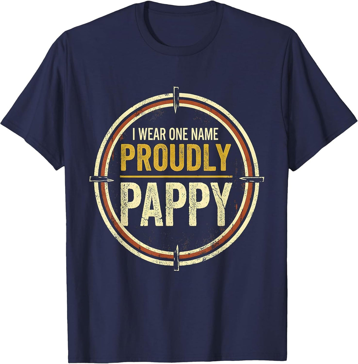 I Wear One Name Proudly: Pappy Distressed Grandpa Gift T-Shirt - Navy Blue