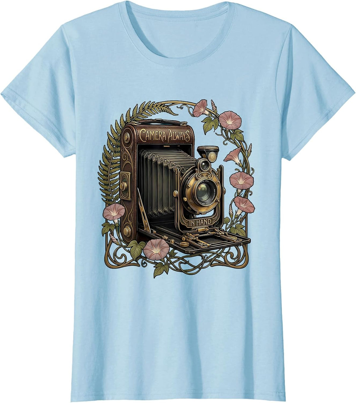 Camera Always In Hand Photography Lover Design T-Shirt - Baby Blue