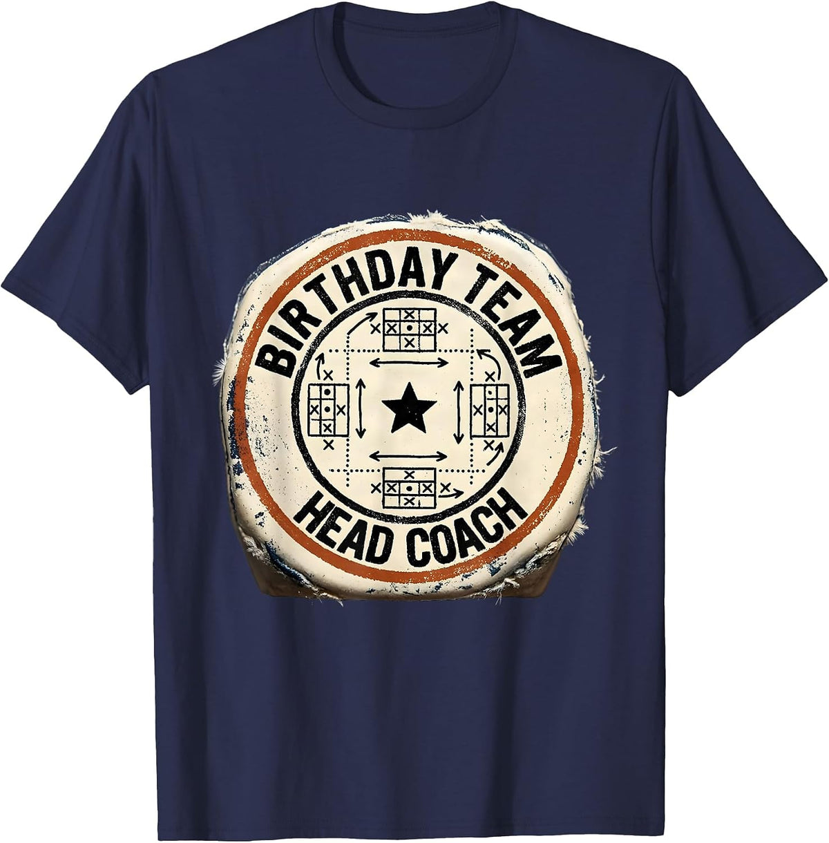 Birthday Team Head Coach Rubber Stamp Sports Family Matching T-Shirt - Navy Blue