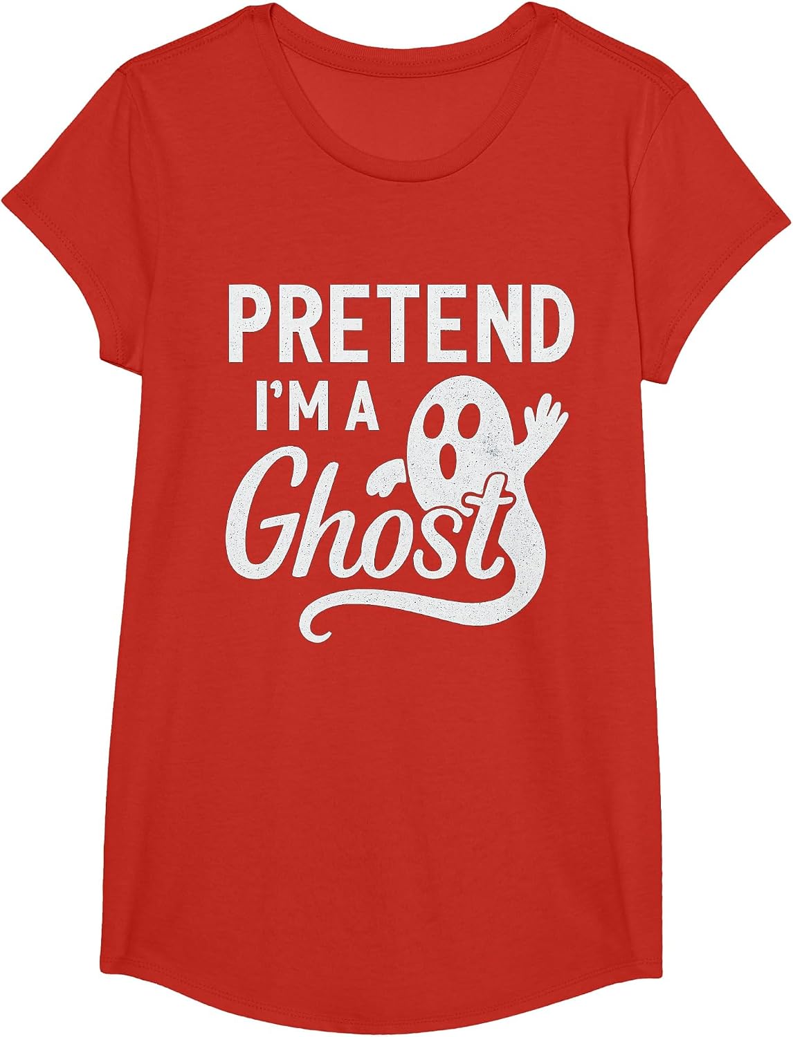 Funny Pretend I’m A Ghost Easy Costume Lazy Halloween Spooky T-Shirt - Girls Red
