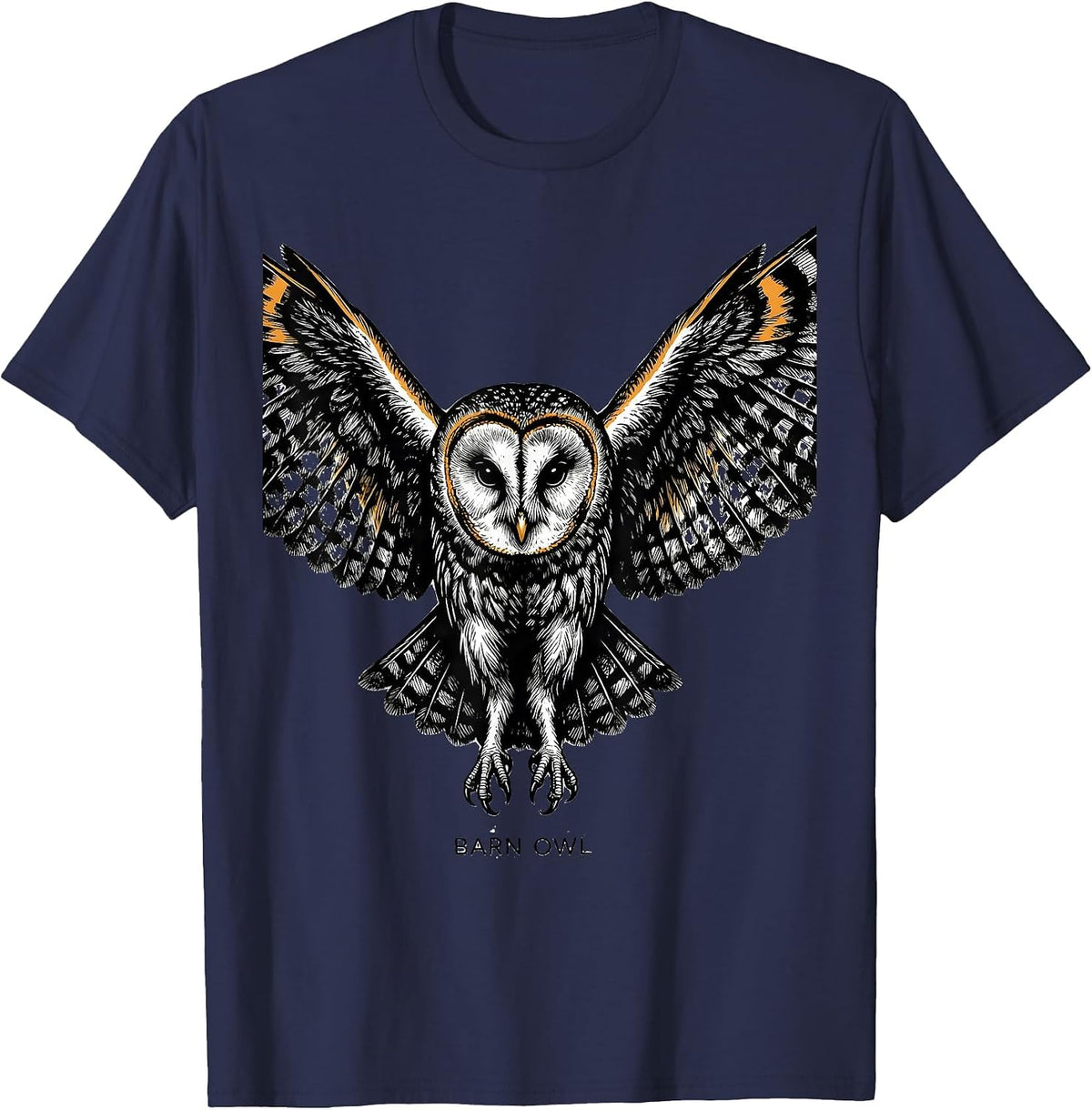 Men's Barn Owl Scratchboard Funny Owl Lover Bird Enthusiast T-Shirt - Navy Blue