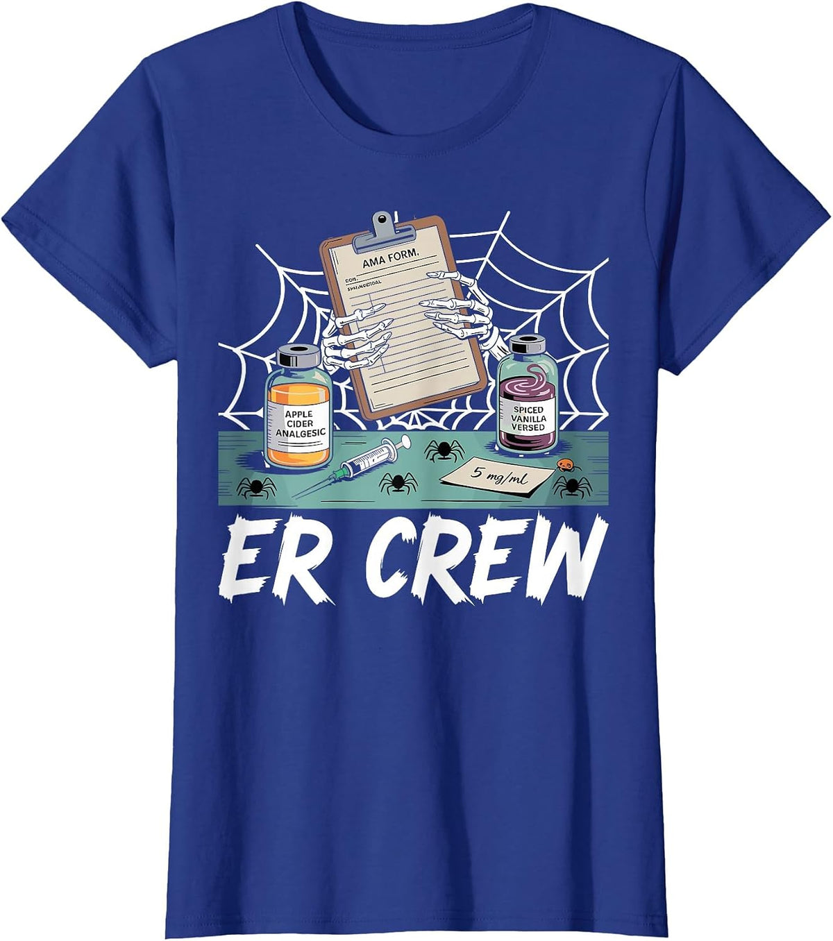 Emergency Department Nurse ER Crew Spooky Halloween T-Shirt - Royal Blue