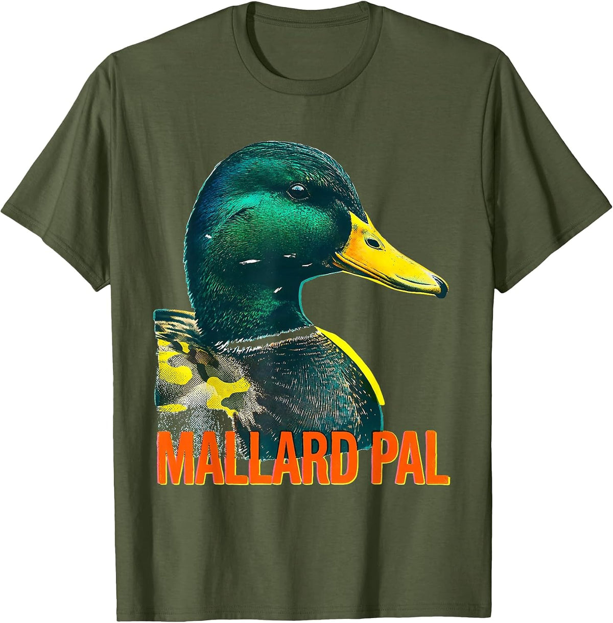Men's Mallard Pal Risograph Camo Duck Hunting Youth Humor T-Shirt - Olive Green