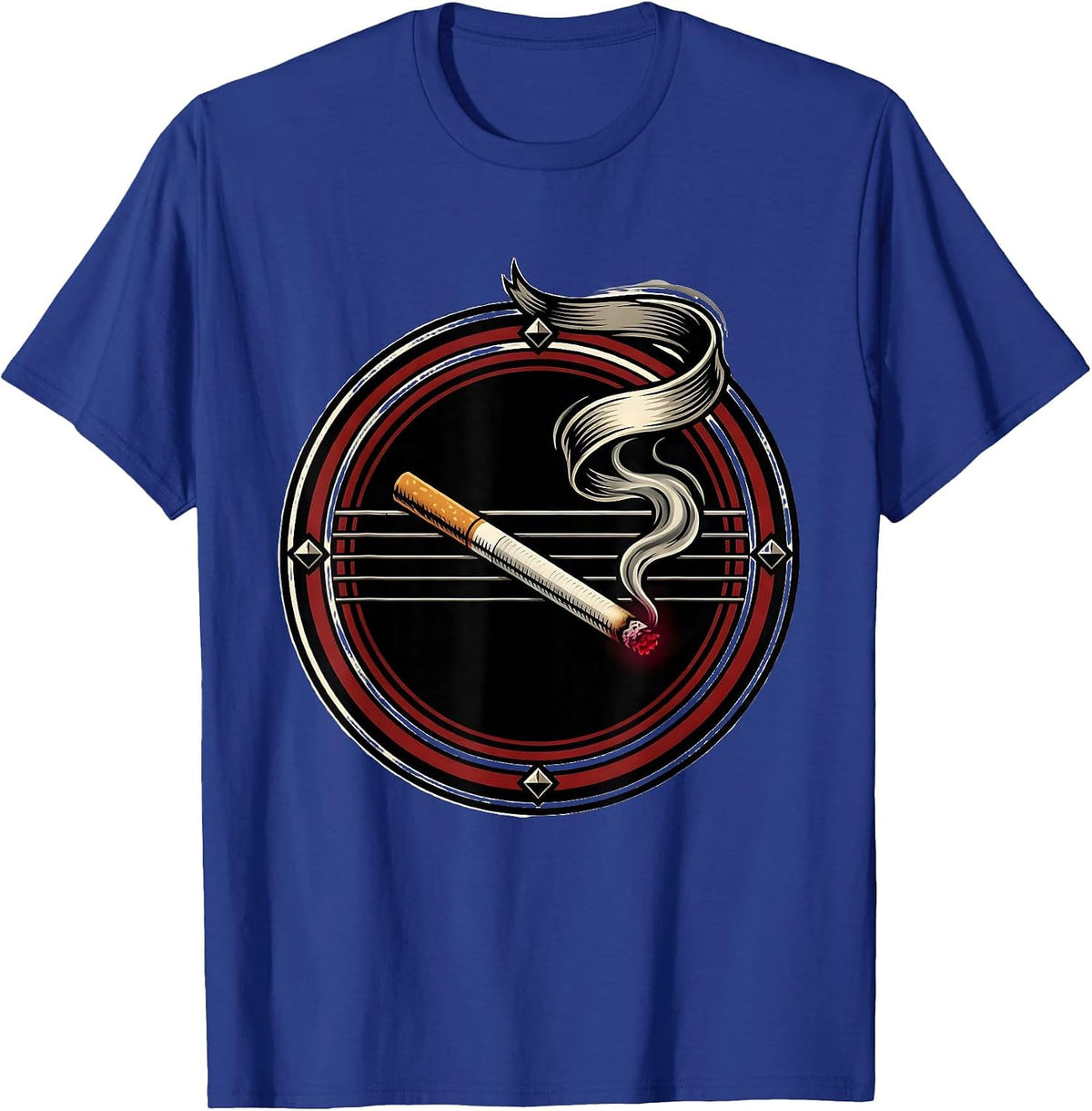 Burning Cigarette Guitar Strings Punk Rock Art T-Shirt - Royal Blue