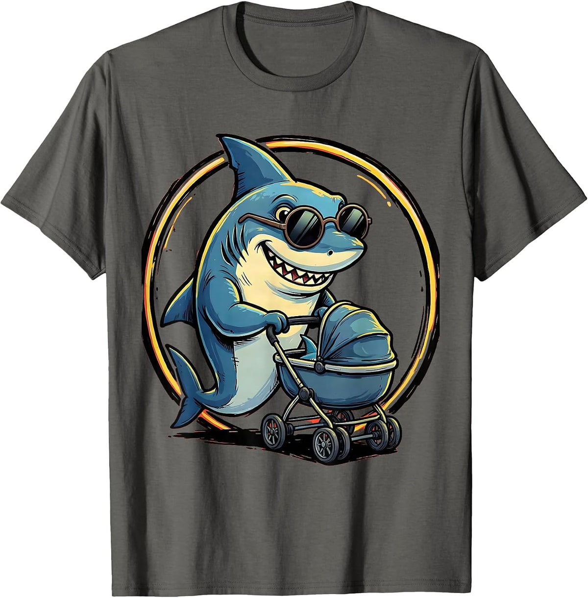 Mommy Shark Cool Shades Baby Stroller Graphic T-Shirt - Asphalt Grey