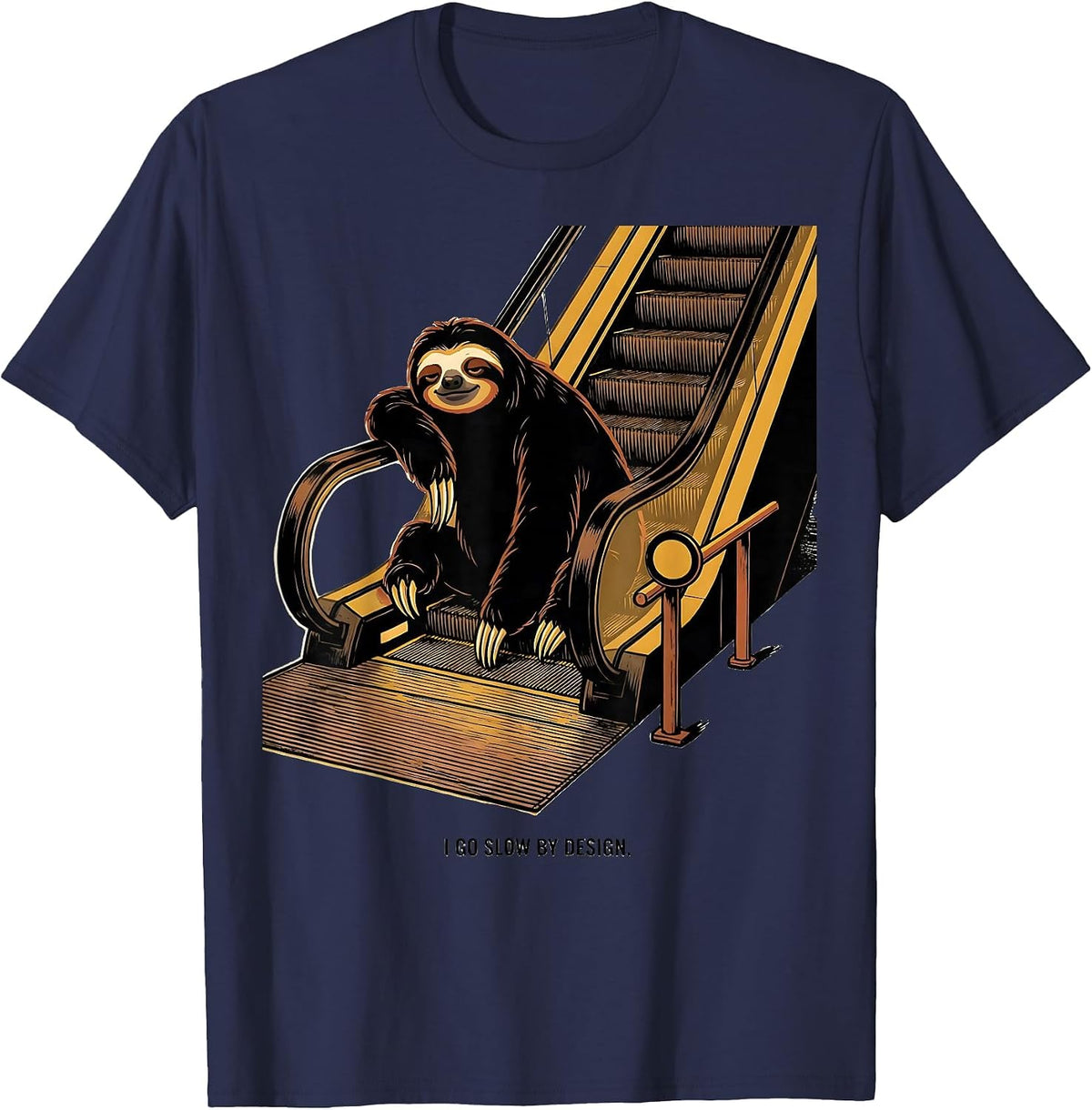 Men's I Go Slow By Design Funny Sloth Humor Gift for Sloth Lovers T-Shirt - Navy Blue