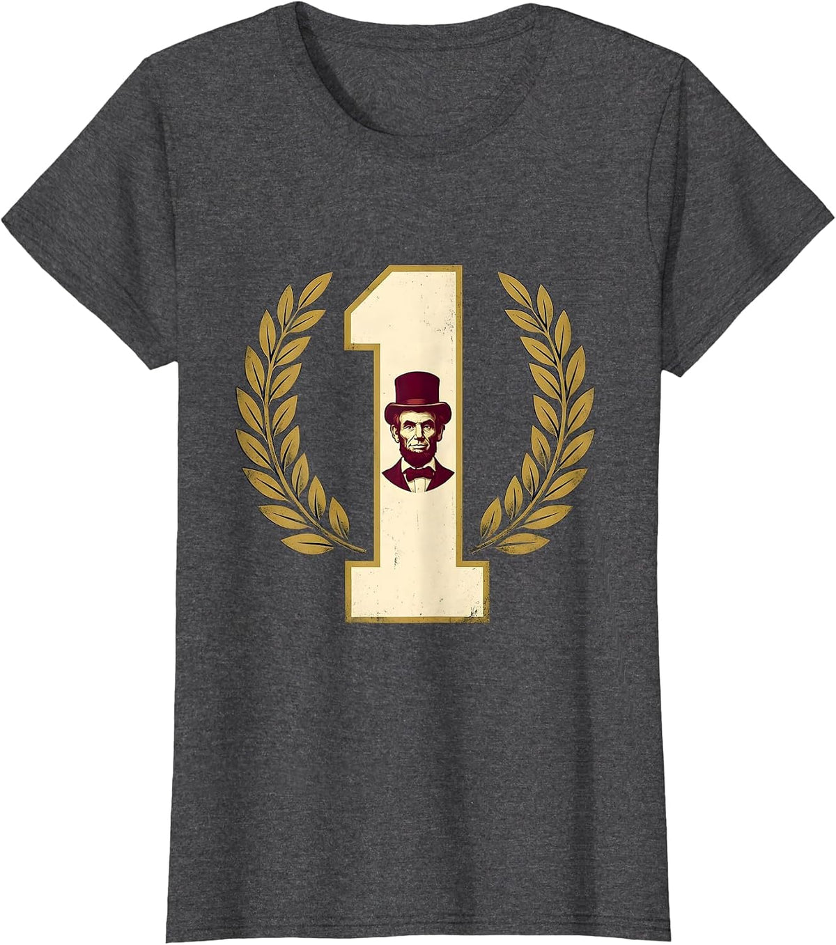 Women's Champion Lincoln Portrait Humor Sports Fan T-Shirt - Dark Heather Grey