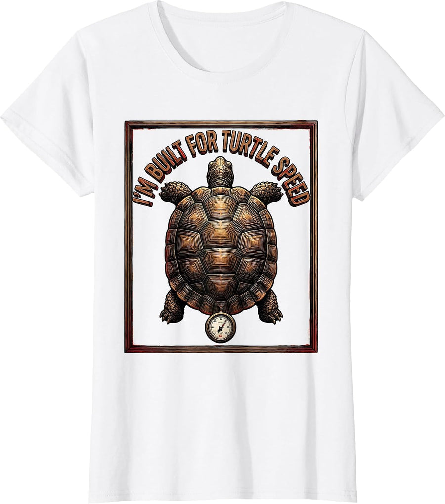 Women's I’m Built For Turtle Speed Funny Turtle Lover Wood Type T-Shirt - White