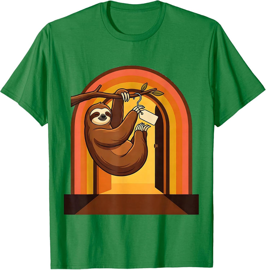 Men's Broad Sloth Retro 70s Humor Gift for Sloth Lovers T-Shirt - Kelly Green