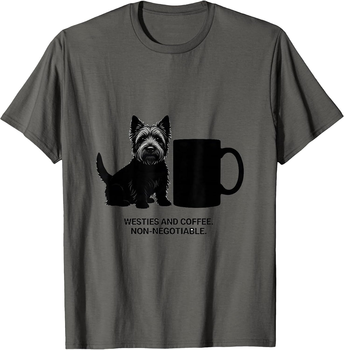 Men's Westies And Coffee Non-Negotiable Westie Mama Dog Lover T-Shirt - Asphalt Grey