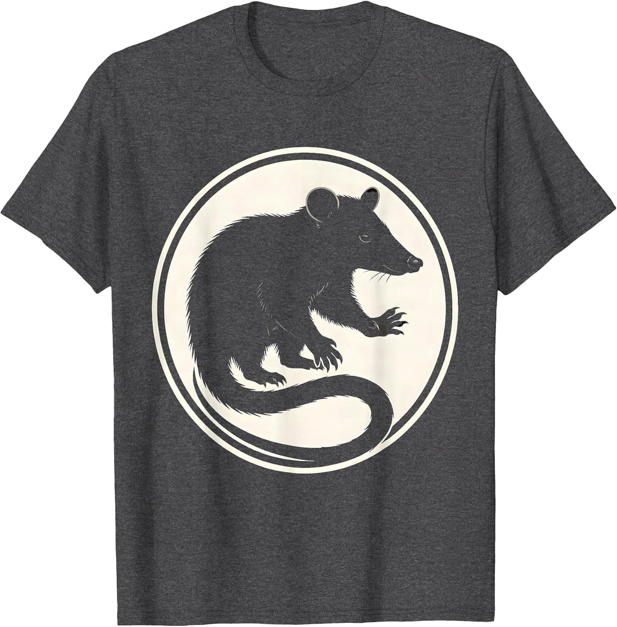 Men's Sealed Opossum Badge Funny Animal Meme Absurdist Humor T-Shirt - Dark Heather Grey