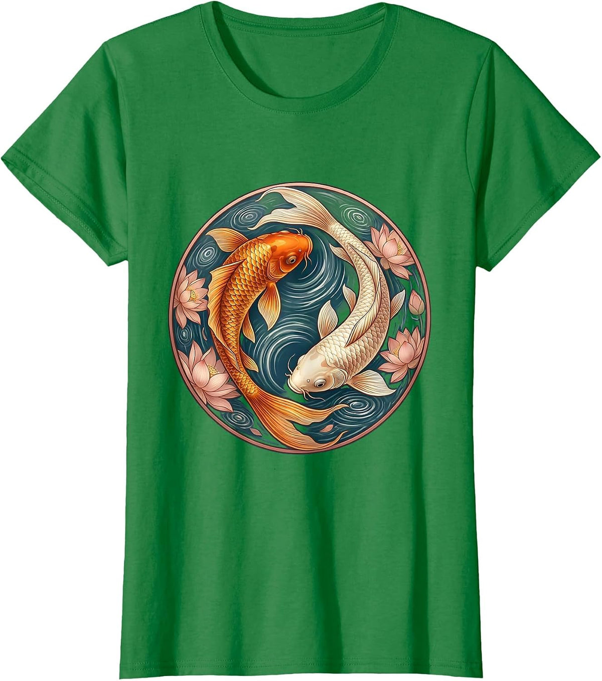 Koi Fish Circular Flow Mental Health Awareness T-Shirt - Kelly Green