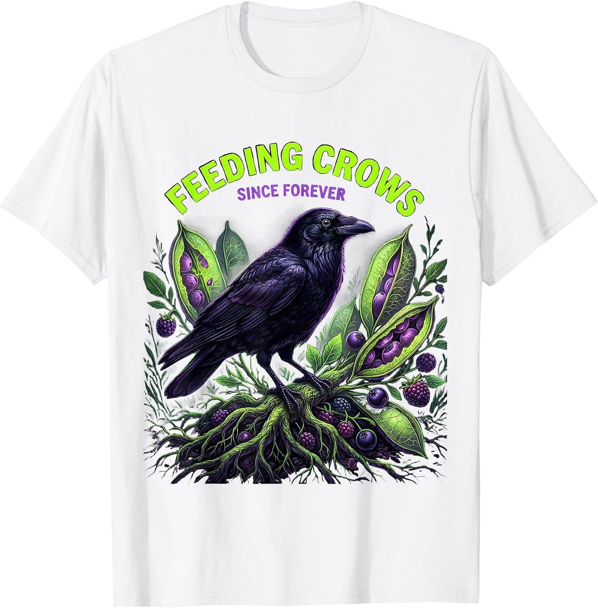 Men's Feeding Crows Since Forever Crow Lover Design T-Shirt - White