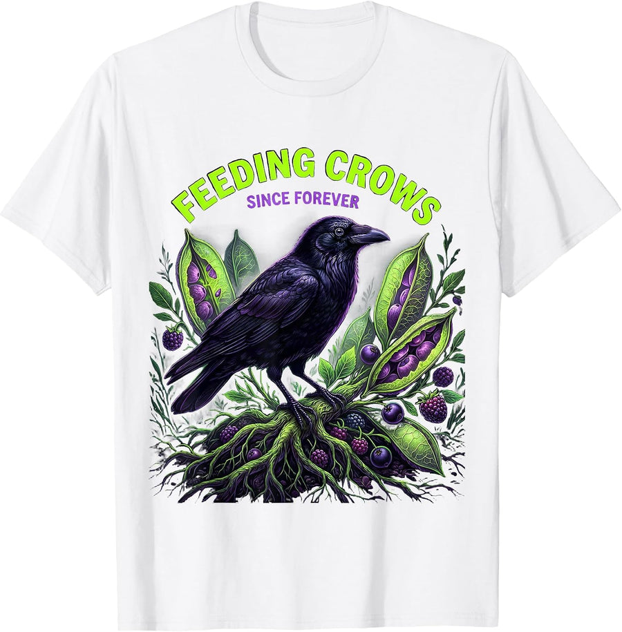 Men's Feeding Crows Since Forever Crow Lover Design T-Shirt - White