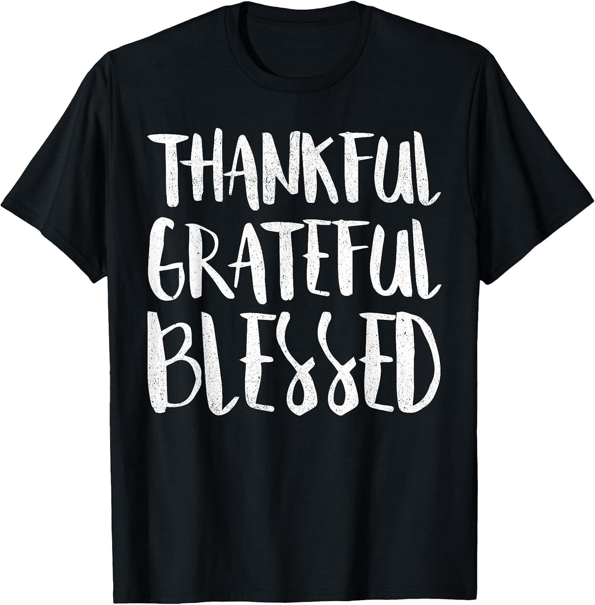 Thankful Grateful Blessed Shirt Adult Kids Thanksgiving Day T-Shirt - Black