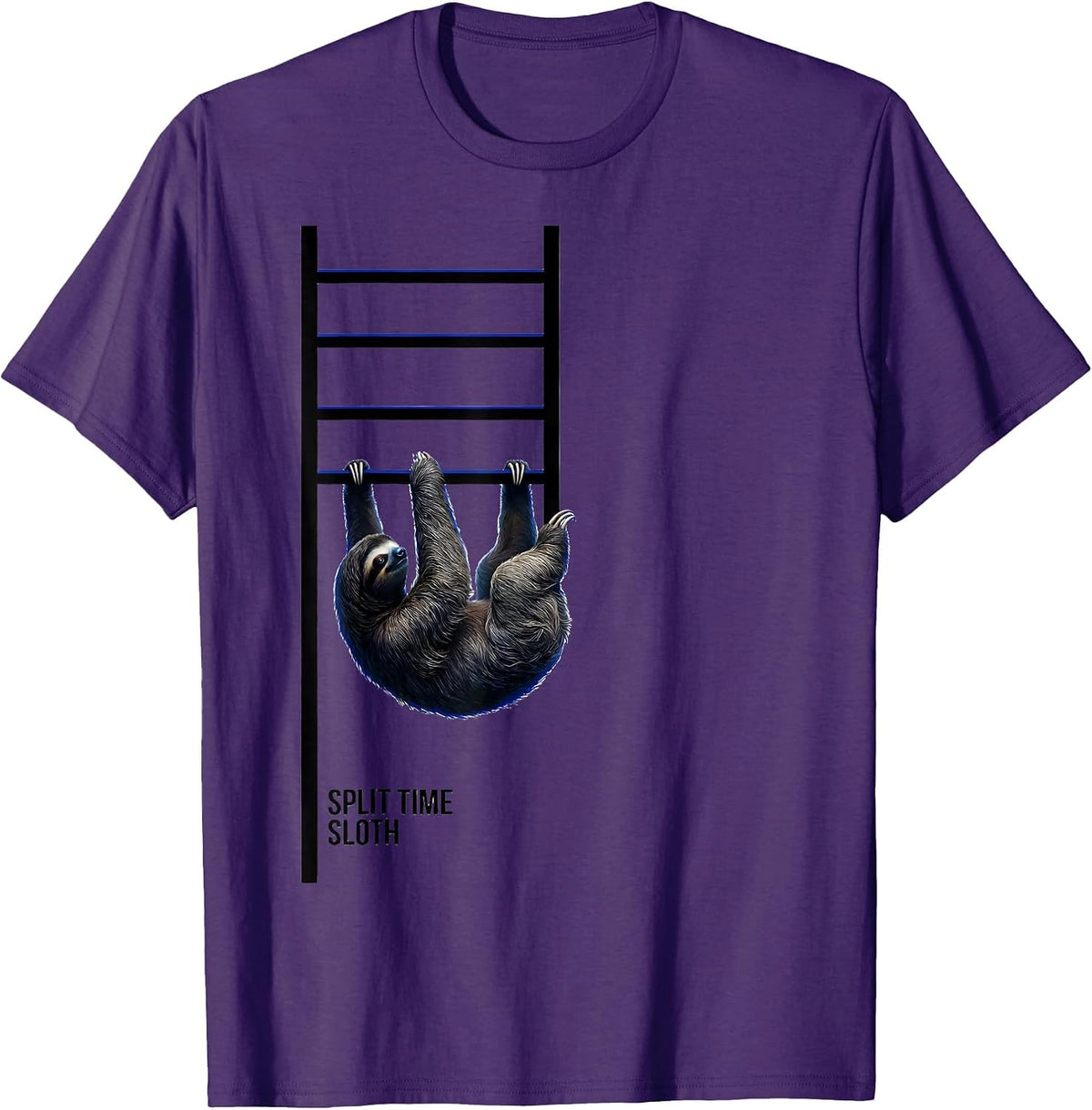 Men's Split Time: Sloth Funny Sloth Lover Novelty Gift T-Shirt - Purple