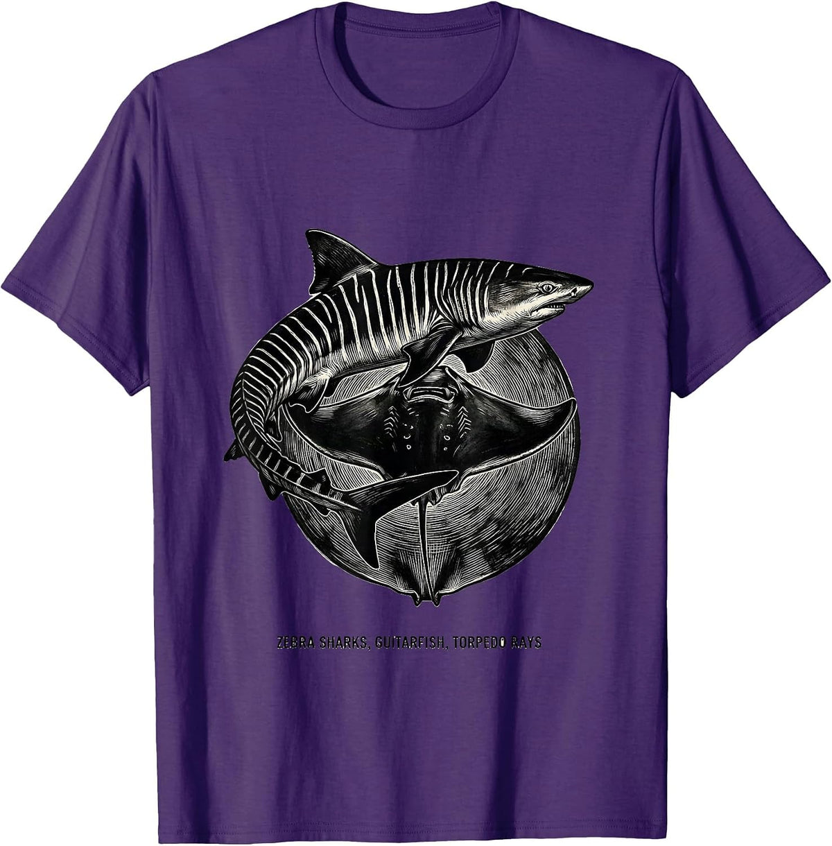 Zebra Sharks, Guitarfish, Torpedo Rays Funny Ocean Animal T-Shirt - Purple