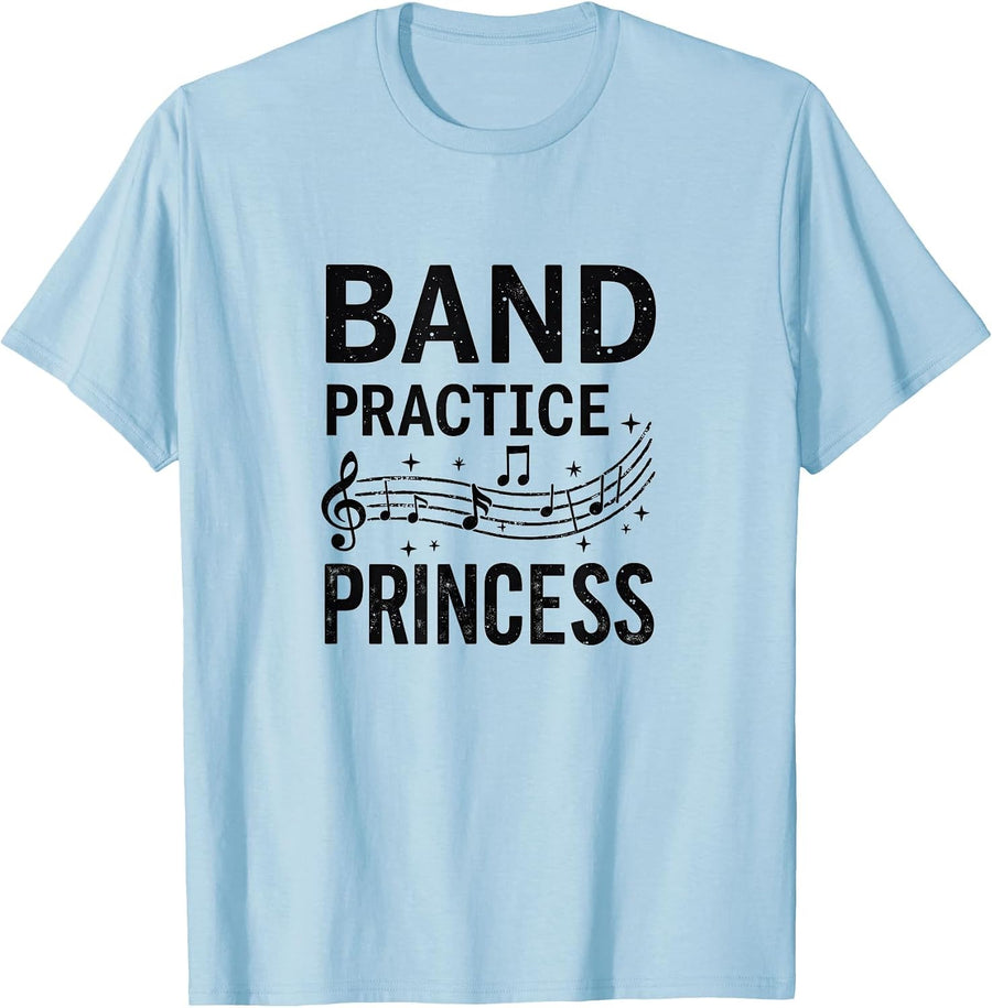 Band Practice Princess Musical Design T-Shirt - Baby Blue