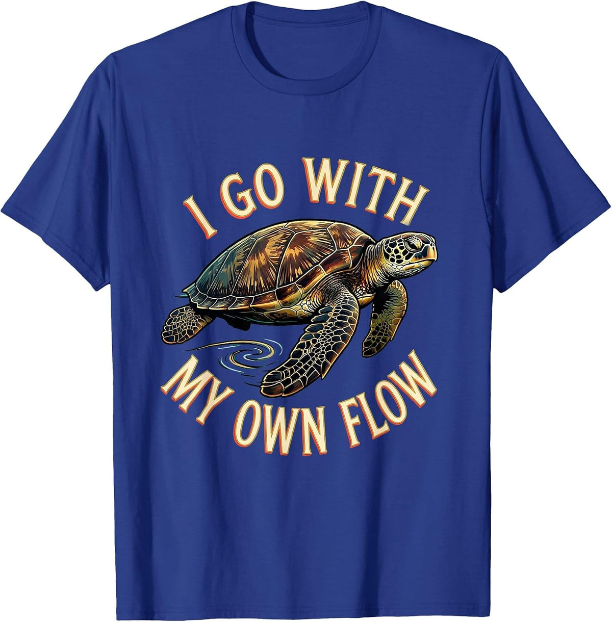 Men's I Go With My Own Flow Sea Turtle Ocean Animal Lover Gift T-Shirt - Royal Blue