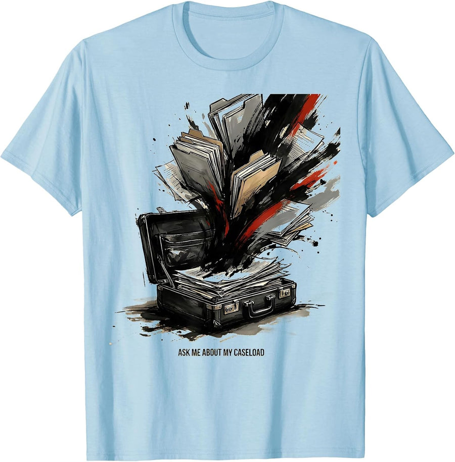 Men's Ask Me About My Caseload Social Worker Design T-Shirt - Baby Blue