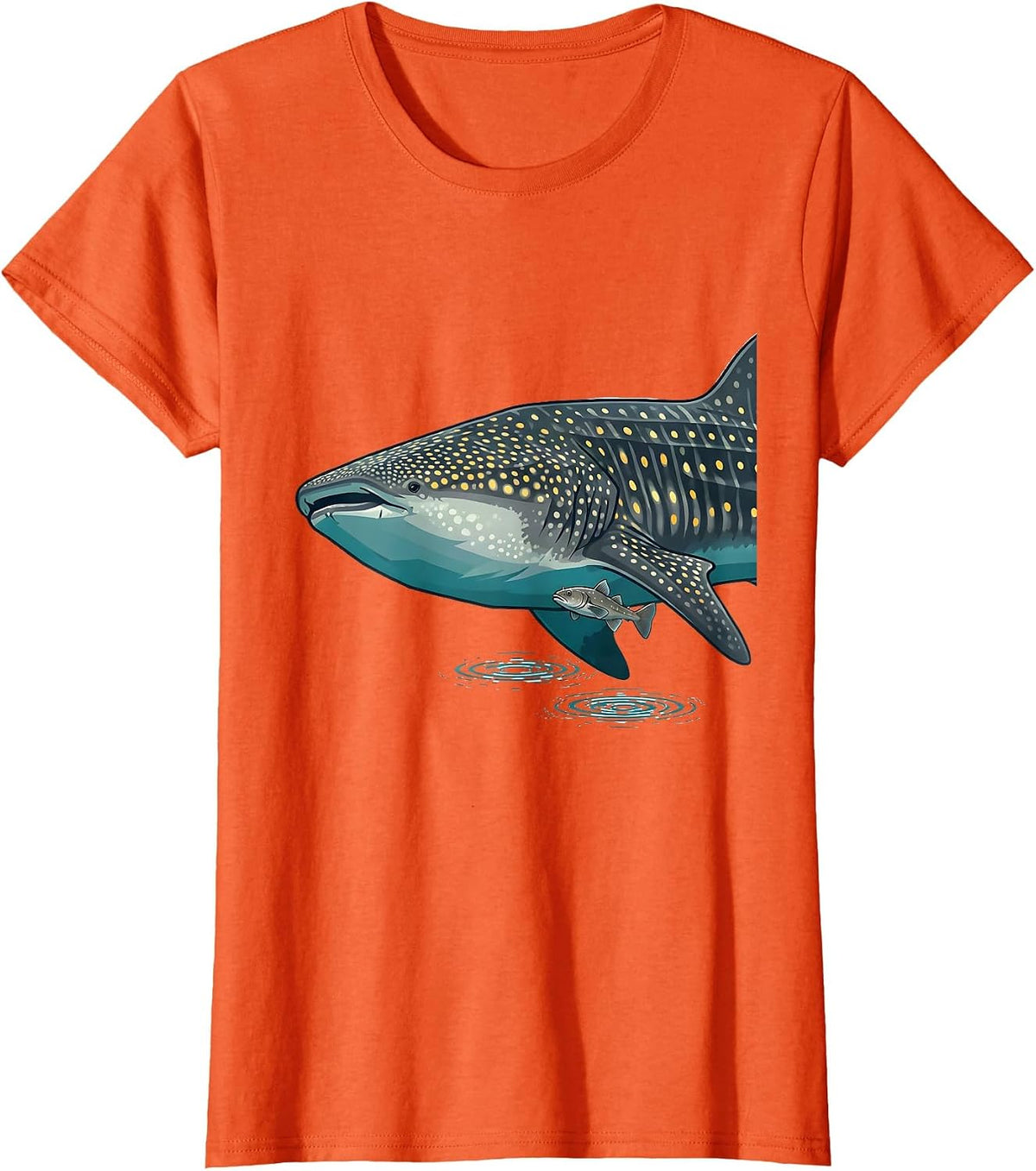Whale Shark Flat Vector Ocean Animal Lover Gift T-Shirt - Orange
