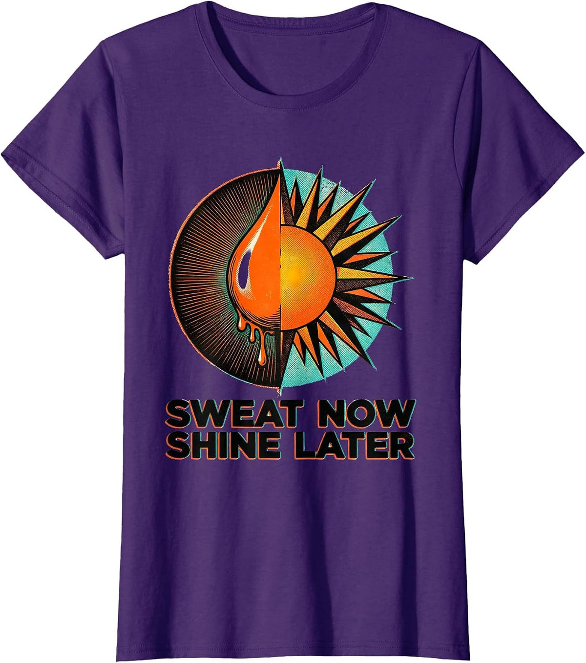 Women's Sweat Now Shine Later Athleisure Motivational Design T-Shirt - Purple