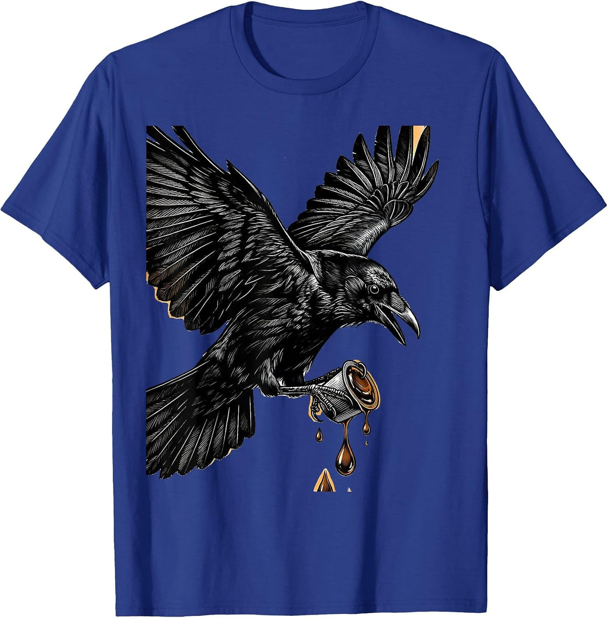 Men's Cawf Crow Coffee Lover Graphic Tee T-Shirt - Royal Blue
