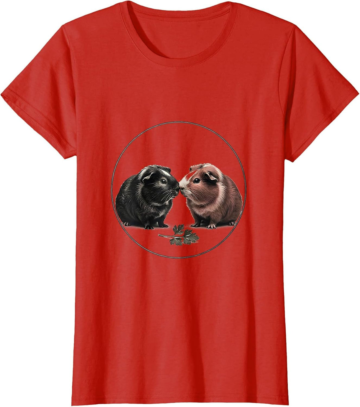 Women's Guinea Pigs Nose-to-Nose Minimalist Pet Lover Humor T-Shirt - Red
