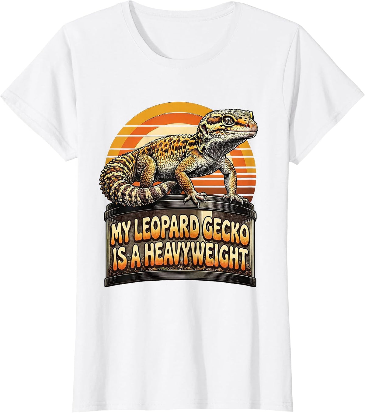 My Leopard Gecko Is A Heavyweight Funny Reptile Lover Retro T-Shirt - White