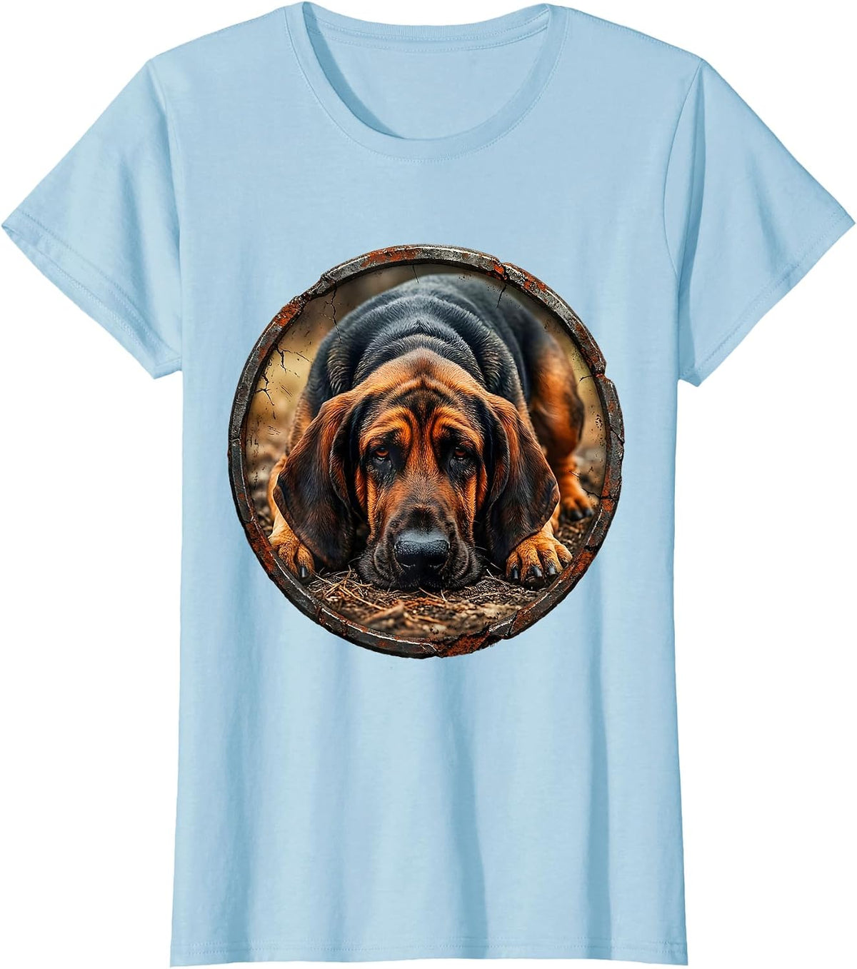 Women's Bloodhound On The Hunt Tracking Dog Graphic T-Shirt - Baby Blue